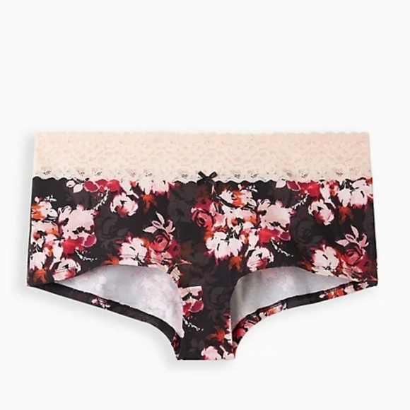 TORRID Wide Lace Trim Boyshort Cotton Veronica Floral Panty NEW Size 3X - Picture 1 of 9